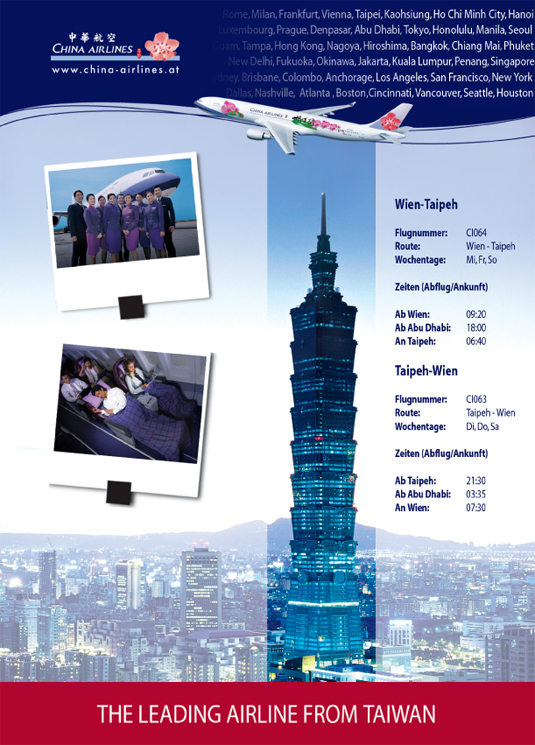 china airlines inserat, konzept, gestaltung und ausarbeitung